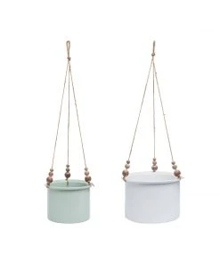 Foreside Home & Garden Home Goods Hanging Planters With Wood Beads