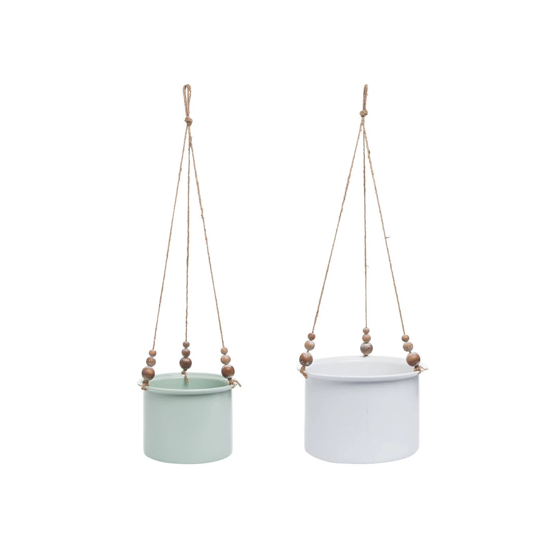 Foreside Home & Garden Home Goods Hanging Planters With Wood Beads Foreside Home & Garden Home Goods Hanging Planters With Wood Beads