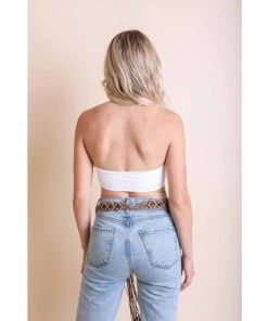Leto Accessories White Padded Halter Bralette