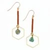 Topaz & Pearl Hexagon Drop Earrings, Turquoise & Red