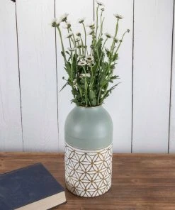 Foreside Home & Garden Home Goods Modern Brass Vase Green