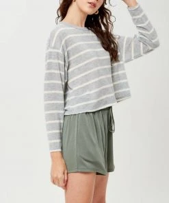 Lush Clothing Cropped Stripe Long Sleeve Top Clothing, Accessories & Mens