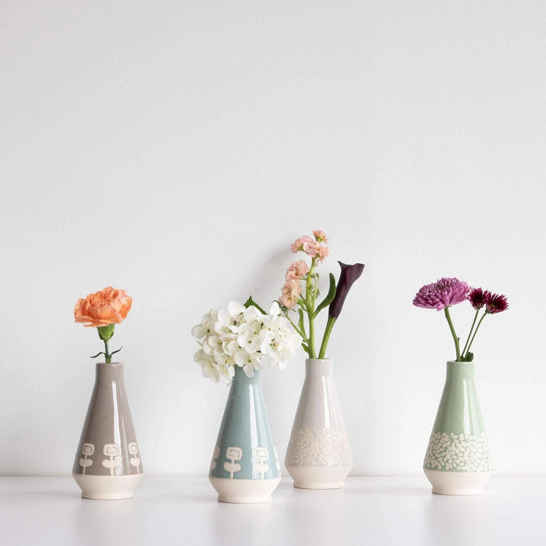 Foreside Home & Garden Dark Gray Floral Bud Vase Foreside Home & Garden Dark Gray Floral Bud Vase