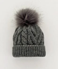 Huggalugs Grey Pop Pom Pom Beanie Hat Clothing, Accessories & Mens