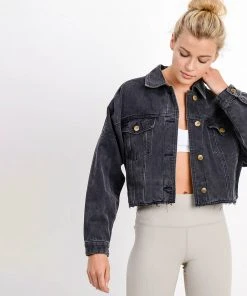 Mono B Clothing, Accessories & Mens Raw & Ribbed Crop Denim Jacket