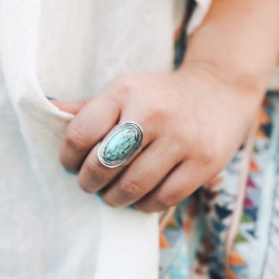 Leto Accessories Vintage Turquoise Stone Ring Leto Accessories Vintage Turquoise Stone Ring