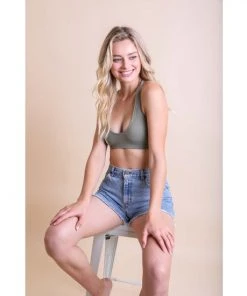Leto Accessories Sage Ribbed Racer Back Bralette
