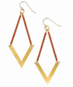 Topaz & Pearl Geometric Chevron Terra Cotta Earrings