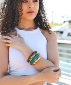 Leto Accessories Bohemia Stacked Wood Bangle Set Clothing, Accessories & Mens