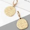 ESLEY Gold Dangle Carved Alloy Earrings
