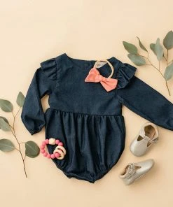 Babe Basics Denim Flutter Sleeve Baby Romper
