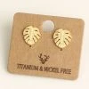 Fame Accessories Mini Monstera Leaf Stud Earrings Clothing, Accessories & Mens