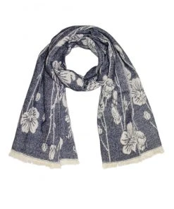 Jeanne Simmons Accessories Floral Print Grey And Blue Scarf Clothing, Accessories & Mens