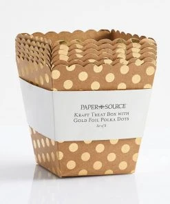 Paper Source Wholesale Kitchen & Bar Kraft Treat Box With Gold Foil Polka Dots S/6