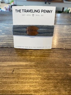 The Traveling Penny 03860 Grey Area Code Cloth Wrap Bracelet The Traveling Penny 03860 Grey Area Code Cloth Wrap Bracelet