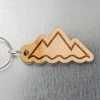 Steamer Lane Design Mountains And Waves Wood Keychain