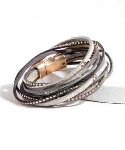 SAACHI Double Segovia Stud Leather Wrap Bracelet