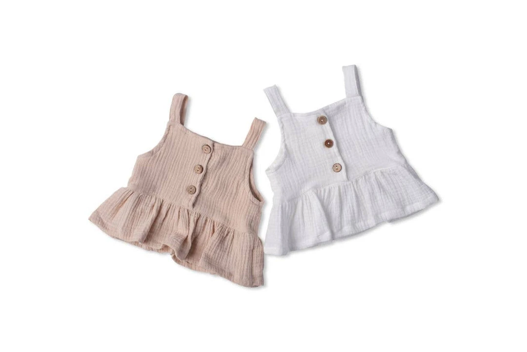 Babe Basics Baby & Pets Beige Ruffle Baby Tank Babe Basics Baby & Pets Beige Ruffle Baby Tank