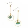 Topaz & Pearl Clothing, Accessories & Mens Hexagon Drop Earrings, Turquoise & Ivory