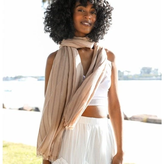 Leto Accessories Pencil Stripe Double Weave Scarf Leto Accessories Pencil Stripe Double Weave Scarf