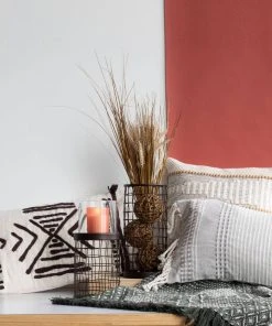 Foreside Home & Garden Home Goods Grey Woven Nila Pillow