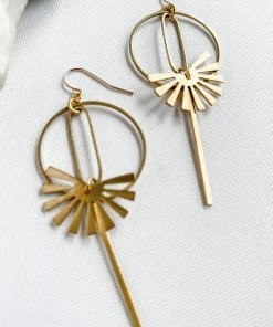 Red Giraffe Designs Brass Geometric Burst Earrings Clothing, Accessories & Mens