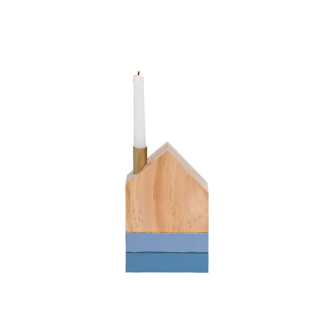 Foreside Home & Garden Poppy Picks House Taper Candle Holder Blue Foreside Home & Garden Poppy Picks House Taper Candle Holder Blue