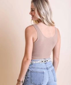 Leto Accessories Mocha Ribbed Hook Eye Brami Clothing, Accessories & Mens