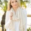 Leto Accessories Flowy Floral Lace Embroidered Trim Scarf