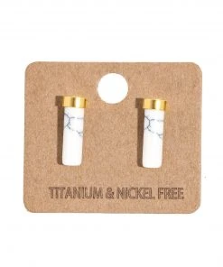 Anarchy Street Cylindrical Stone Bar Stud Earrings Clothing, Accessories & Mens