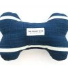 The Foggy Dog Baby & Pets Modern Stripe Navy Dog Bone Squeaky Toy