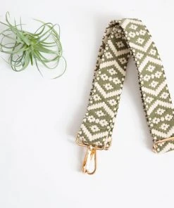 Funky Monkey Fashion Olive & Cream Woven Geo Shoulder Strap