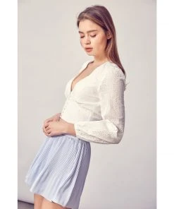 Idem Ditto Eyelet Cotton Button Down Blouse