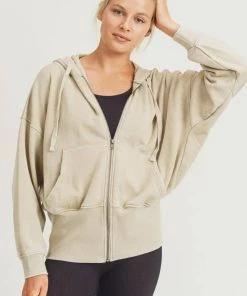 Mono B Fleece Hoodie Jacket With Tapered Sleeves