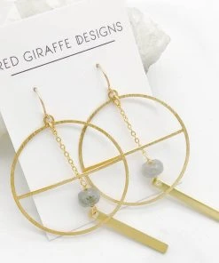 Red Giraffe Designs Open Circle Labradorite Earrings