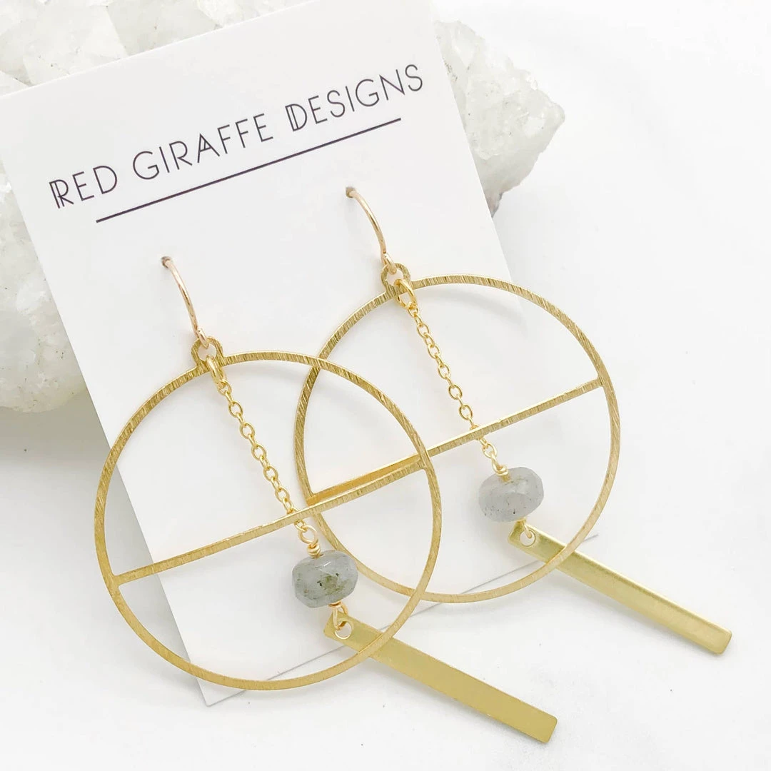 Red Giraffe Designs Open Circle Labradorite Earrings Red Giraffe Designs Open Circle Labradorite Earrings