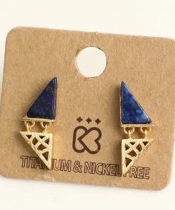 Fame Accessories Twin Triangle Stone Earrings Clothing, Accessories & Mens