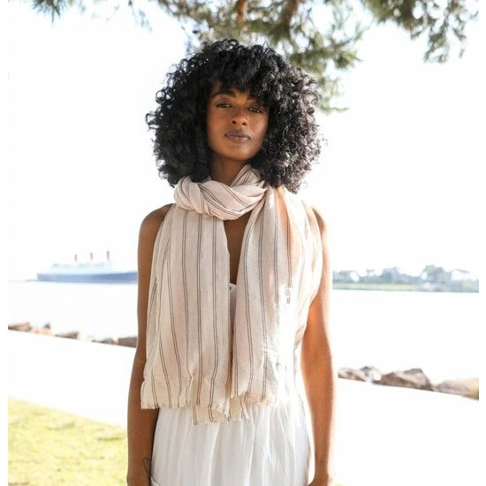 Leto Accessories Pencil Stripe Double Weave Scarf Leto Accessories Pencil Stripe Double Weave Scarf