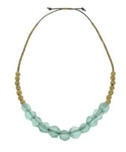 HomArt Clothing, Accessories & Mens Aqua Seaglass Beaded Brass Necklace