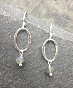 Elizabeth Jewelry Clothing, Accessories & Mens Silver Oval With Labradorite Earring
