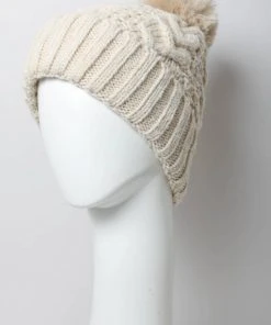 Leto Accessories Thermal Lining Cable Knit Beanie