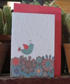 Koru Street Blue Bird Growing Paper Greeting Card Stationery