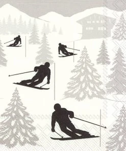 Boston International Kitchen & Bar Ski Holiday Christmas Paper Cocktail Napkin