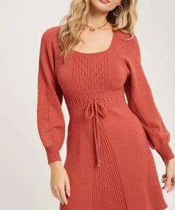 Bluivy Square Neck Sweater Dress Clothing