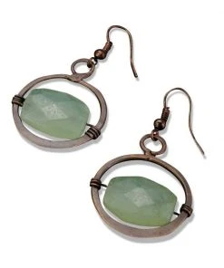 Anju Jewelry Banjara Copper Circle Earrings With Aventurine Clothing, Accessories & Mens