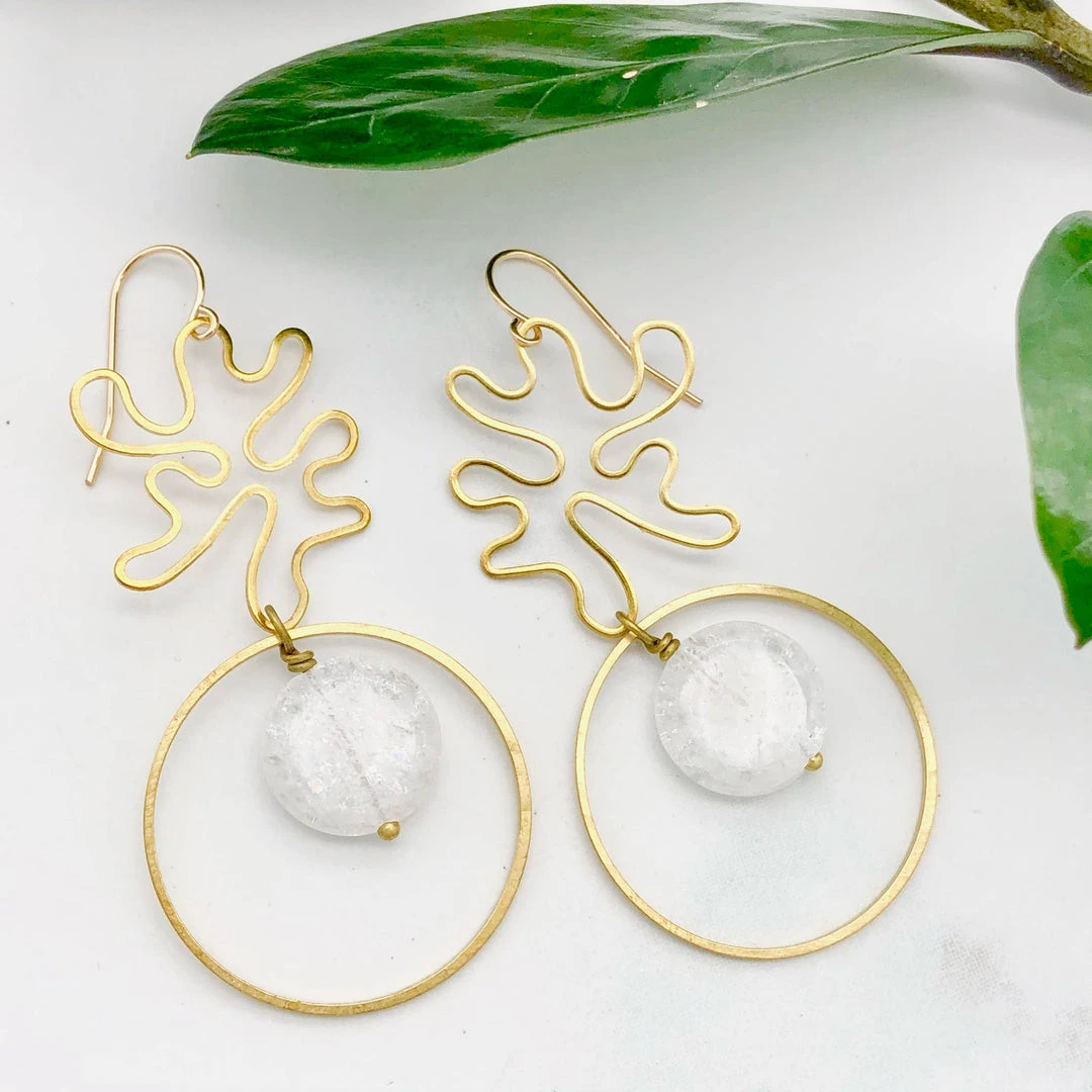 Red Giraffe Designs Abstract Crackle Quartz Earrings Clothing, Accessories & Mens Red Giraffe Designs Abstract Crackle Quartz Earrings Clothing, Accessories & Mens