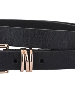 Most Wanted USA Clothing, Accessories & Mens Skinny Shimmer Leather Belt With Triple Holder Medium