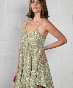 VERY J / LOVE RICHE Speckled Dotted Olive Dress Clothing, Accessories & Mens