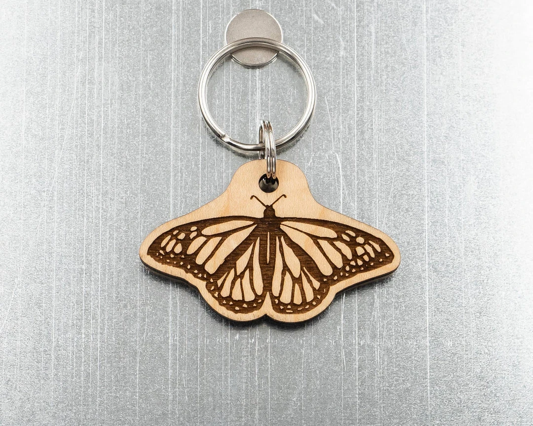 Steamer Lane Design Monarch Butterfly Wood Keychain Steamer Lane Design Monarch Butterfly Wood Keychain