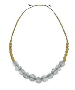 HomArt Clothing, Accessories & Mens Grey Seaglass Beaded Brass Necklace